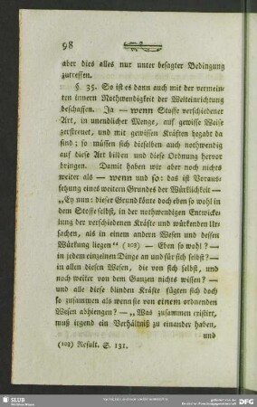 §. 35. [So zeigt auch die Einrichtung in der Welt nur bedingte Nothwendigkeit]