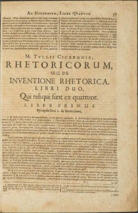 Rhetorica, seu de Inventione Rhetorica libros II. quorum ... I. - II.