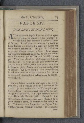 Fable XIV. D'un lion, et d'un Lapin.