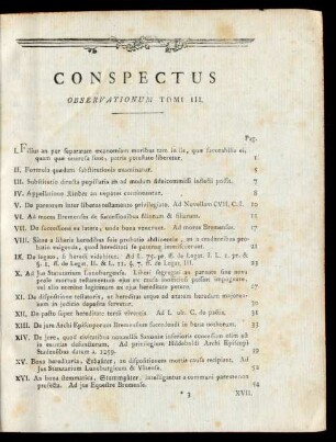 Conspectus Observationum Tomi III