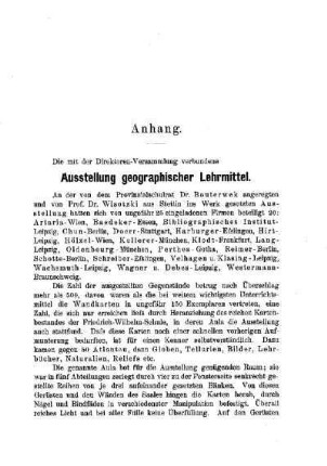 Ausstellung geographischer Lehrmittel : [Anhang]