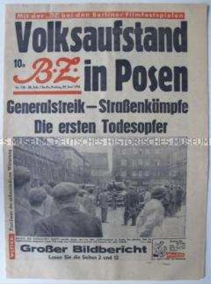 West-Berliner Tageszeitung "BZ" zu den Unruhen in Poznan ("Volksaufstand in Posen")