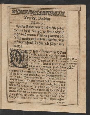 Text der Predigt. Psalm. 90.