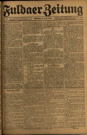 Ausgabe vom Mittwoch, den 16. Juni 1920.