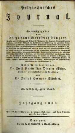 Polytechnisches Journal. 54. 1834