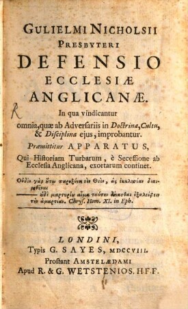 Defensio Ecclesiae Anglicanae