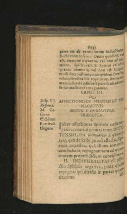 Caput III. De Affectionibus Spiritus Sic Negativis.