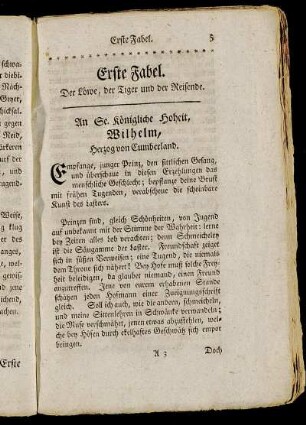 Erste Fabel. Der Löwe, der Tiger und der Reisende. - Funfzehnte Fabel. Der Philosoph und die Phasanen.