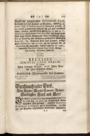 256. Recessus Scriptus Loco Oralis,[...]