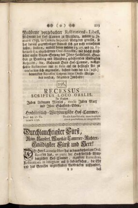 256. Recessus Scriptus Loco Oralis,[...]