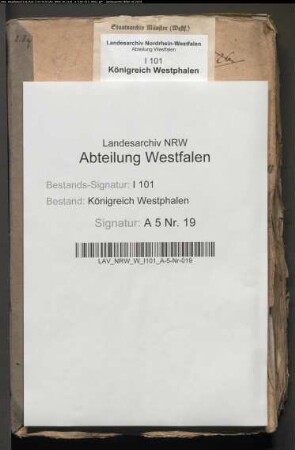 Beschlagnahmung der Kaunitz-Rietbergischen Besitzungen in gemäß Dekrets vom 01.08.1809