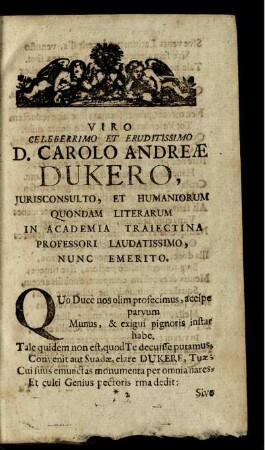 Viro Celeberrimo et Eruditissimo D. Carolo Andreae ...