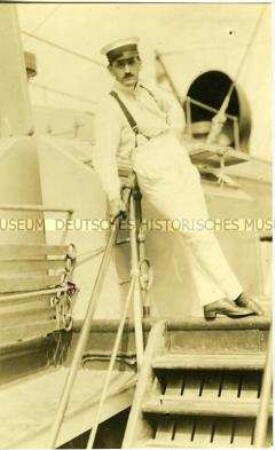 Richard Fleischhut an Bord des Dampfers "Prinz Friedrich Wilhelm"
