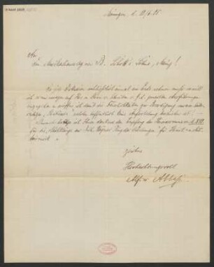 Brief an B. Schott's Söhne : 10.06.1905