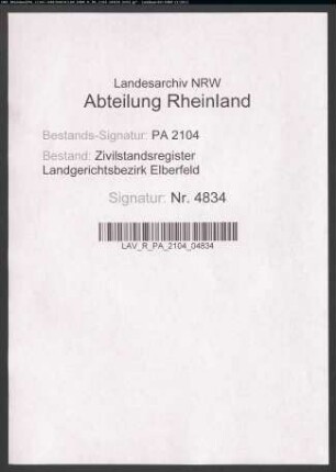 Geburtsregister Wermelskirchen