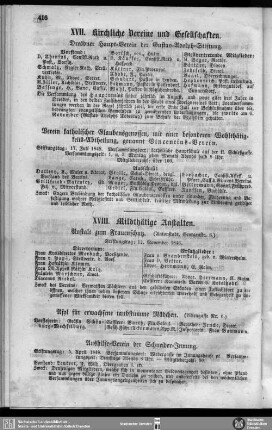 XVII. Kirchliche Vereine und Gesellschaften.
