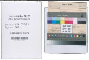Entnazifizierung Franz Biernaczyk , geb. 18.02.1897 (Stadtinspektor)