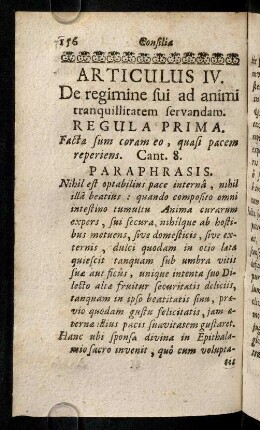 156-216, Articulus IV. De regimine sui ad animi tranquillitatem servandam.