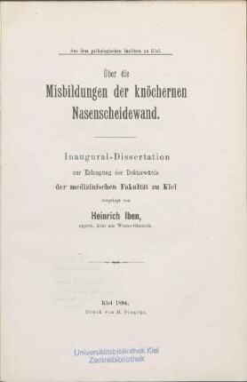 Über die Misbildungen der knöchernen Nasenscheidewand