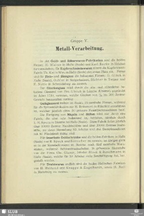 Gruppe V. Metall-Verarbeitung
