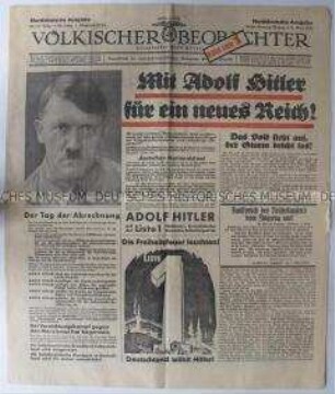 Tageszeitung "Völkischer Beobachter" zur Reichstagswahl 1933