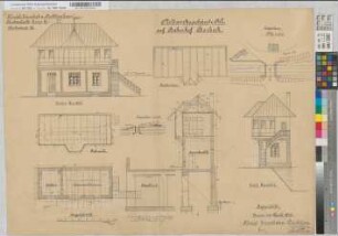 Stellwerksgebäude "Nt" auf Bahnhof Borbeck: Grundrisse, Ansichten, Schnitt, Balkenlage, Lageplan, M. 1:50 und M. 1:500 Hgs, Sknr.: 1, Fanr.: 9, Bunr.: 1