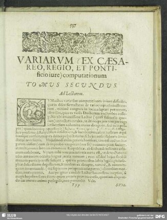 Variarum (Ex Caesareo, Regio, Et Pontificio iure) computationum. Tomus Secundus