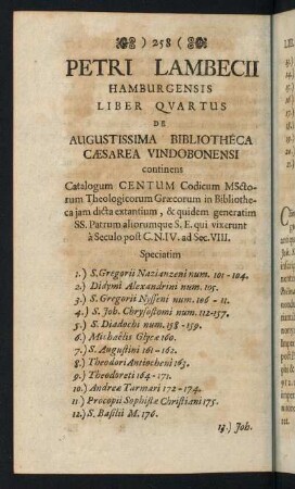 258-330, Petri Lambecii, Hamburgensis, Liber Quartus de Augustissima Bibliotheca Caesarea Vindobonensi