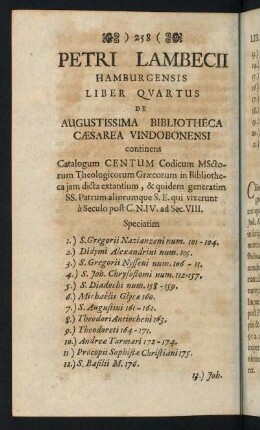 258-330, Petri Lambecii, Hamburgensis, Liber Quartus de Augustissima Bibliotheca Caesarea Vindobonensi