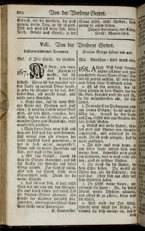 VIII. Von der Vorsorge Gottes.