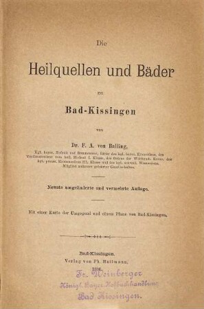 Die Heilquellen und Bäder zu Bad Kissingen