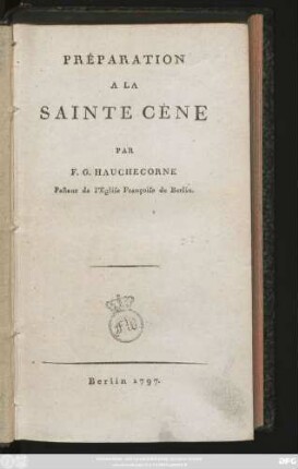Préparation A La Sainte Cène