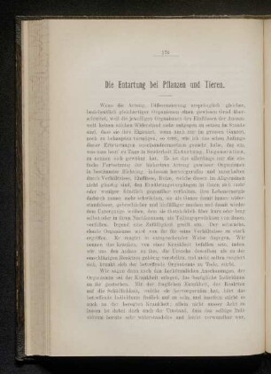 Die Entartung bei Pflanzen und Tieren.