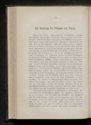 Die Entartung bei Pflanzen und Tieren.