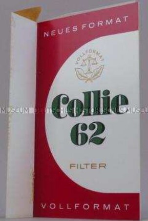 Werbeschild (Ausleger, doppelseitig) für "Collie 62"-Zigaretten