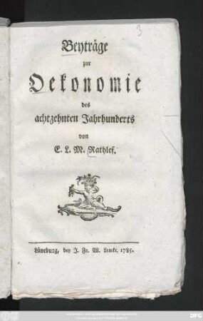 Beyträge zur Oekonomie des achtzehnten Jahrhunderts