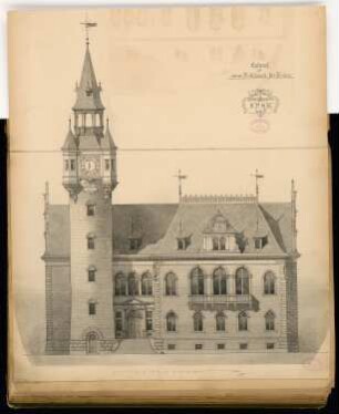 Rathaus, Calau Monatskonkurrenz März 1879: Aufriss Vorderansicht