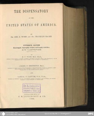 The Dispensatory of the United States of America