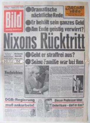 Tageszeitung "Bild" zum Rücktritt von Richard Nixon