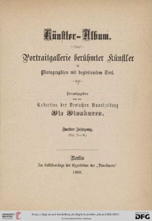 2: Künstler-Album: photographische Portraitgallerie berühmter Künstler der Gegenwart