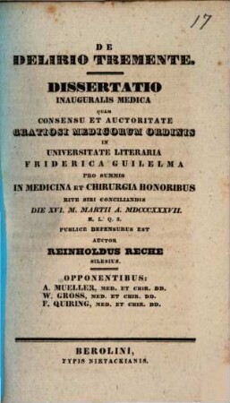 De delirio tremente : diss. inaug. med.