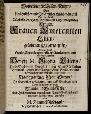 Wolverdienter Lilien-Ruhm