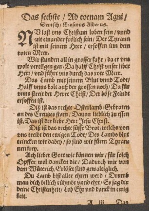 Das sechste/ Ad coenam Agni/ || Deutsch
