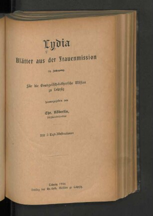 10.1916: Lydia : Bl. aus d. Leipziger Frauenmission