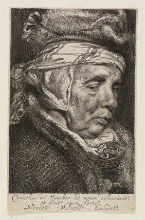 Die Mutter des Künstlers, alte Frau mit sonderbaren Kopfputz in einem mit Pelz verbrämten Kleide