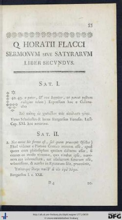 Q. Horatii Flacci Sermonum Seu Satyrarum Liber Secundus.