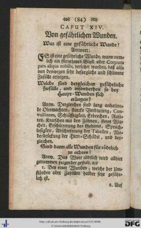 Caput XIV. Von gefährlichen Wunden.