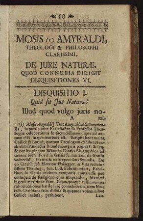 Disquisitio I. Quid sit Jus Naturæ?