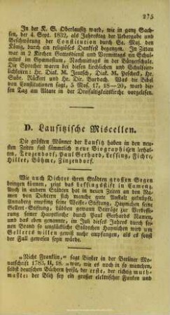 D. Lausitzische Miscellen