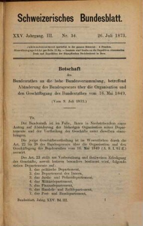 Bundesblatt. [25.] 1873, 3